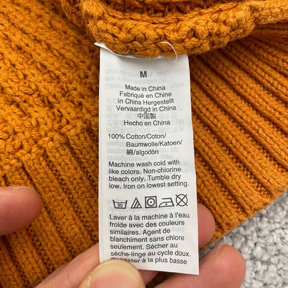 J.Crew Sweater Womens Medium Orange Pullover Knit V Neck Sweatshirt 100% Cotton - Picture 4 of 8